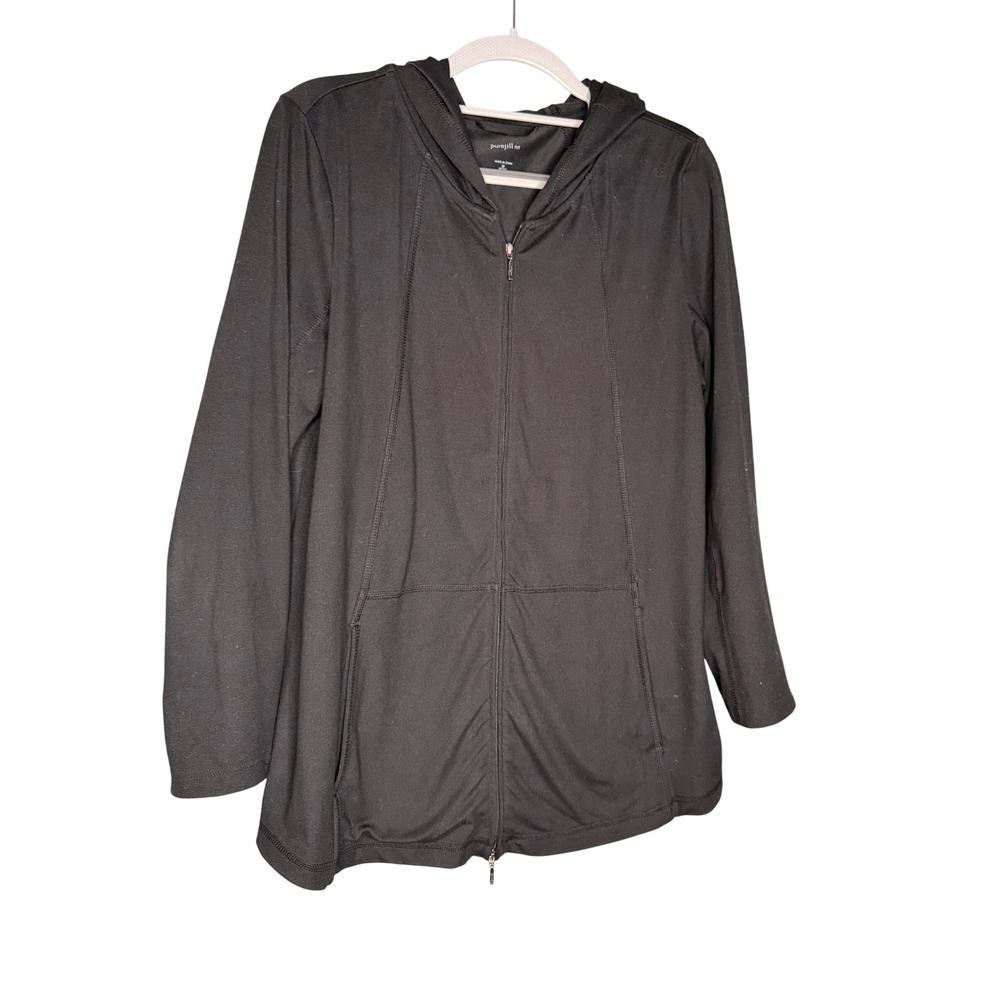 Pure Jill Fit Womens Black Full Zip Hoodie Jacket Activewear Size MP